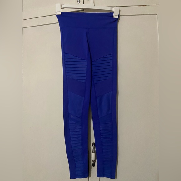 Alo Yoga Moto Leggings Bright Blue Women's - Picture 3 of 9
